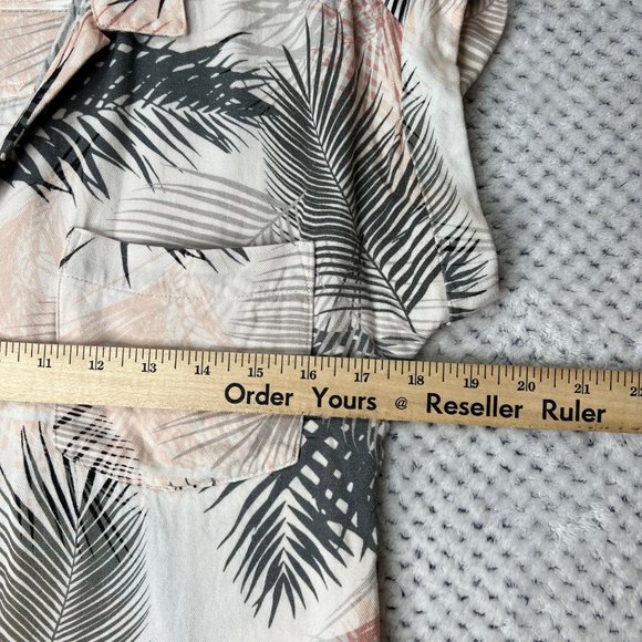 Cloth & Stone Shirt Womens XS Button Front Rolled Short Sleeve Tropical Palm - Picture 5 of 12